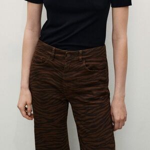 Mango Tan Zebra Pattern Jeans